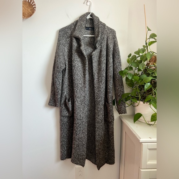 Zara Sweaters - Zara Knit Gray Marled Duster Sweater Coat Women’s Size Small